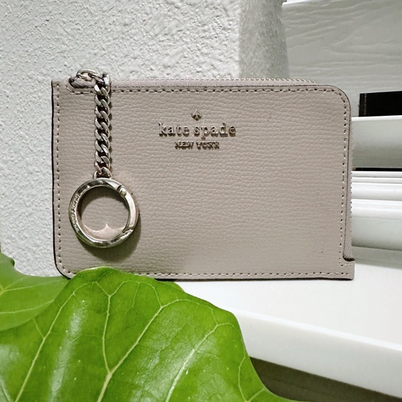 kate spade Handbags - Kate Spade Taupe/Purple L Shaped Zipper Wallet